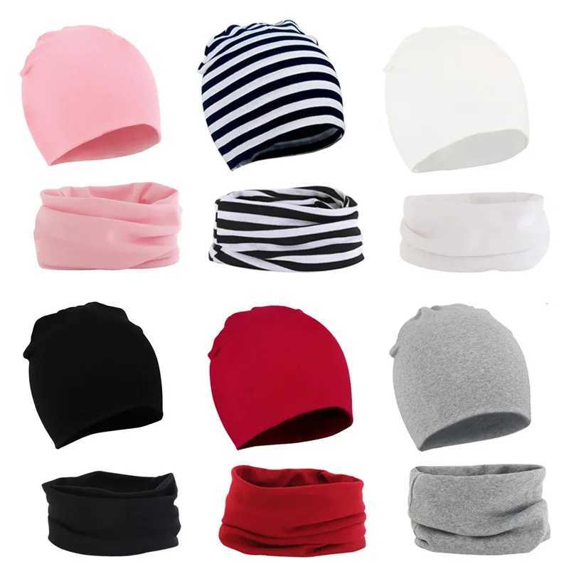 2Pcs Baby Beanie Hat Scarf Set Cotton Kids Cap for Girls Boys Elastic Candy Color Toddler Hat Kids Accessories Infant BonnetL251024