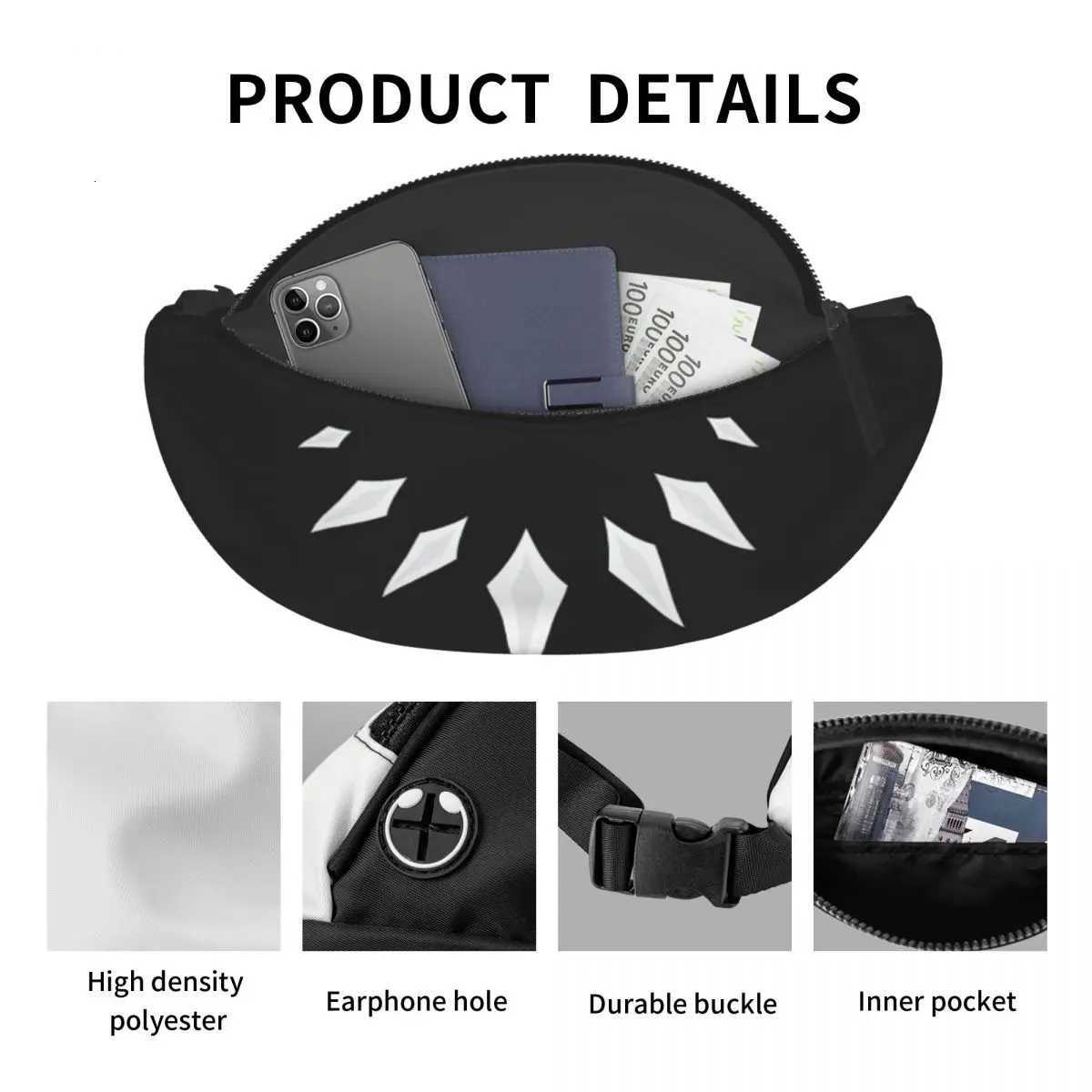 Custom Black Panther Necklace Fanny Pack Men Women Casual Crossbody Waist Bag for Travel Cycling Phone Money PouchL251024