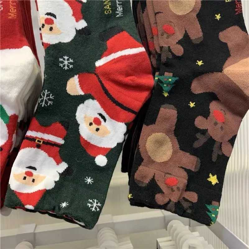 14 Pair Red Snowman Christmas Socks Gingerbread Man Christmas Mid Socks Christmas Gift Socks Autumn and Winter Warmth J251024