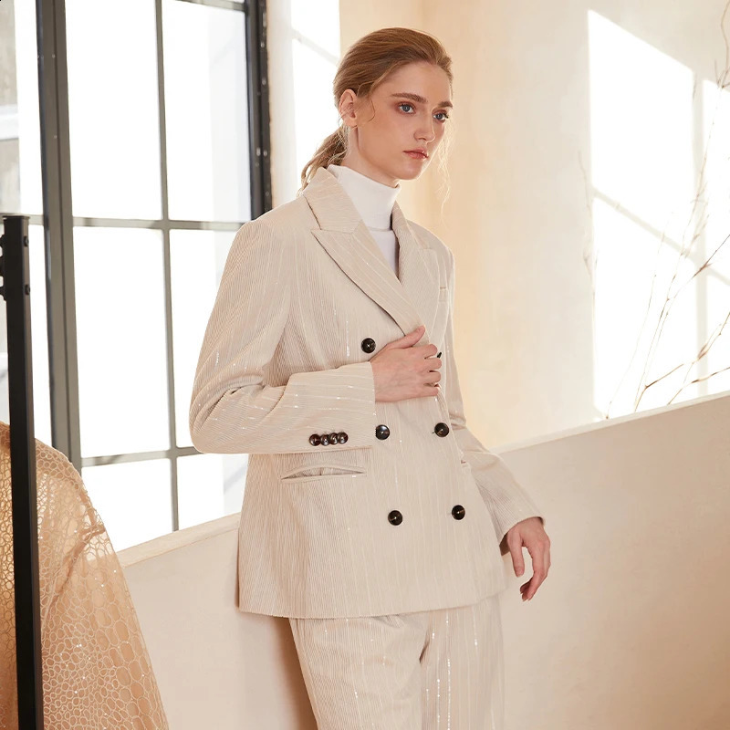 K1362W Corduroy Sequins Blazer For Women Ladies Suits Office Wear Formal Clothes Business Womens Luxuy Clothing Autumn Winter 251023