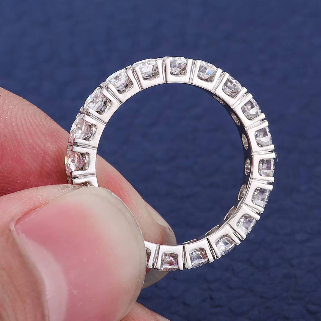 High Quality Hip Hop Moissanite Ring Pass Diamond Tester 14k White Gold Moissanite Wedding Ring