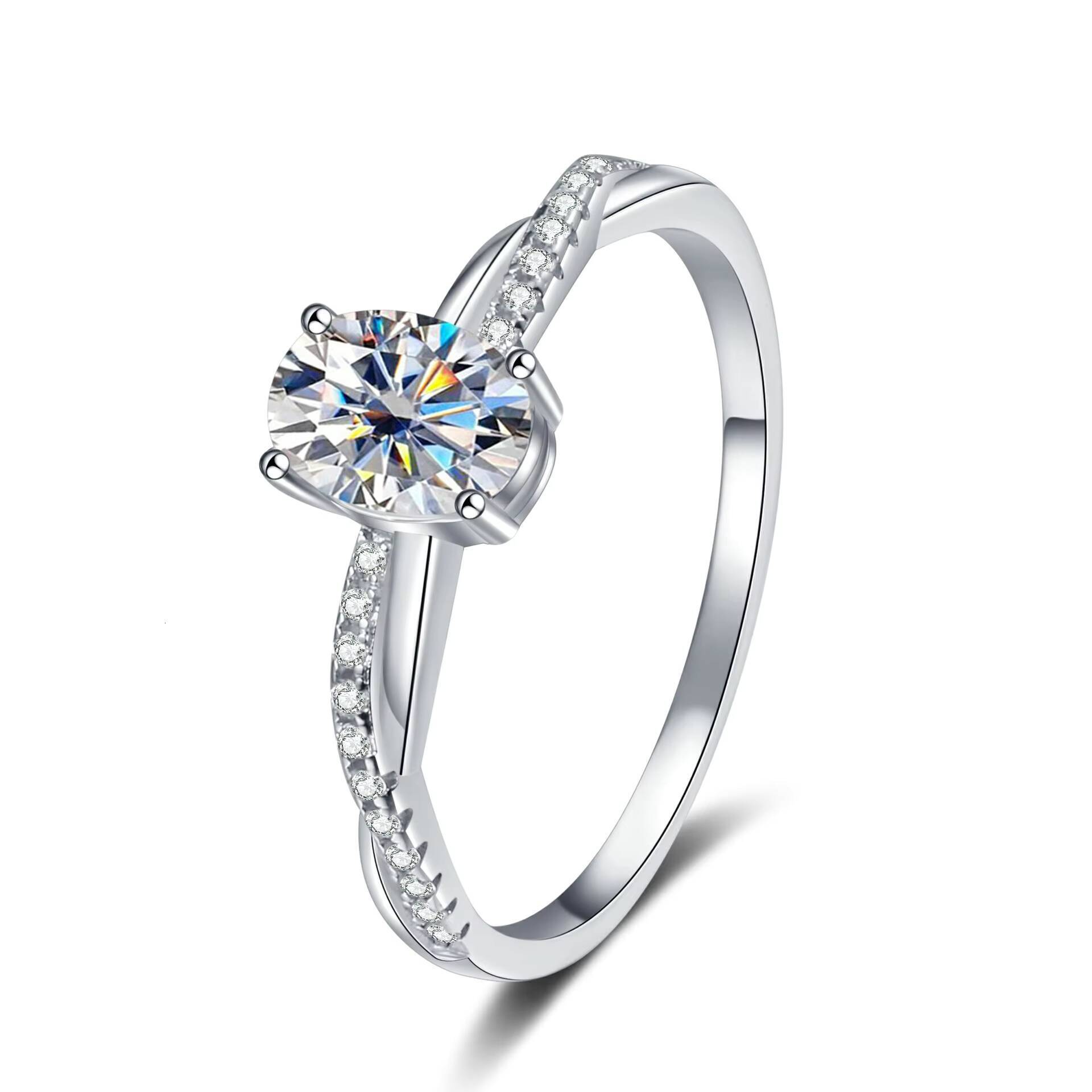 1CT Moissanite 925 Sterling Silver Ring VVS1 Moissanite Diamond Ring White Gold 925 Dilver Moissanite Engagement Ring Women