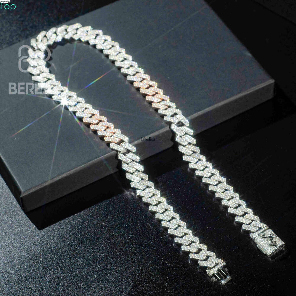 Sterling Sier Ice Out Moissanite Dia HipHop Necklace Bracelet Gold Plated Cuban Chain for Men Jewelry