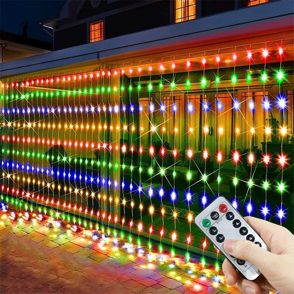 Wedding Garland Fairy Lights Outdoor 8 Mode LED USB Curtain Light String Christmas Tree Holiday Decoration Garden Light C251024
