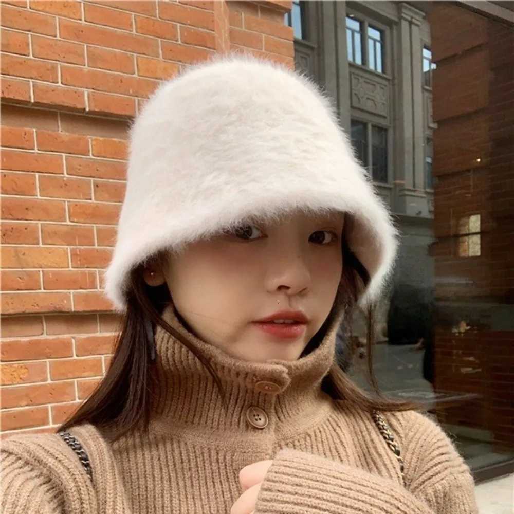 Fashion Knitted Plush Bucket Cap Furry Solid Color Winter Fisherman Hat Warm Windproof Anticold Bucket Hat CyclingL251024