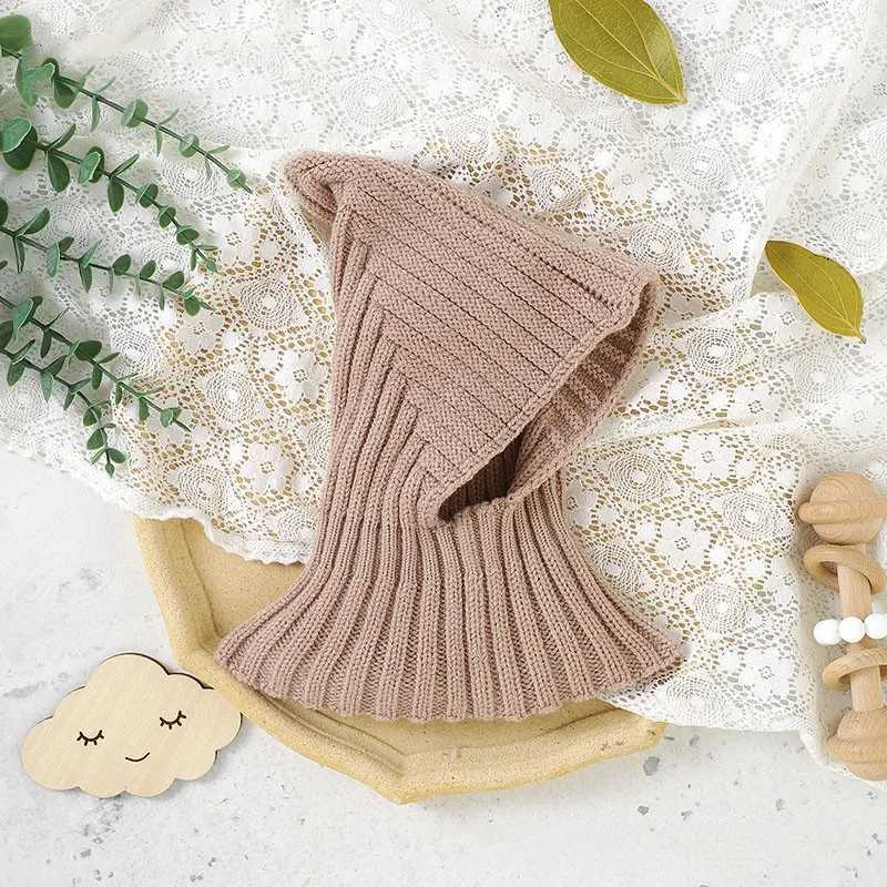 Autumn Winter New Newborn Baby Knitting Warm Scarf Cap Boy Girl Infant Solid Fashion Pullover Hat Kid Windproof Earmuffs CapsL251024