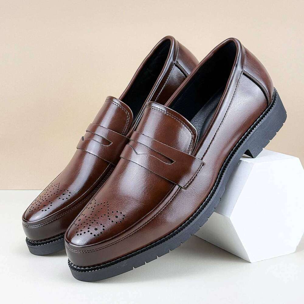 Men's Formal Leather Shoes British Style Oxford Loafers Round Toe Breathable Non-Slip Business Dress Wedding Office Casual Shos
