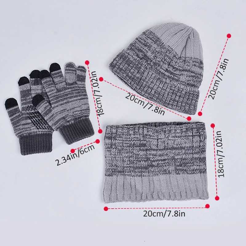 23Pcs Kids Knitted Hat Set Plush Lining Winter Children Beanie Hat Scarf Gloves Suit Child Hat Kids Cap for Boys Gift 410YL251024