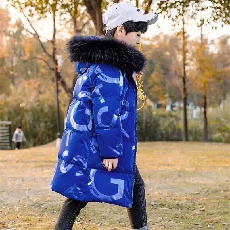 Winter Boys Jackets Children Thickened Down Coats New Long Fur Collar Casual Outerwear Kids Windproof Padded Clothing