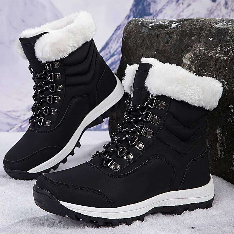 Women's Autumn Winter High-Top Warm Cotton Snow Boots Comfortable Cold Weather Shoes