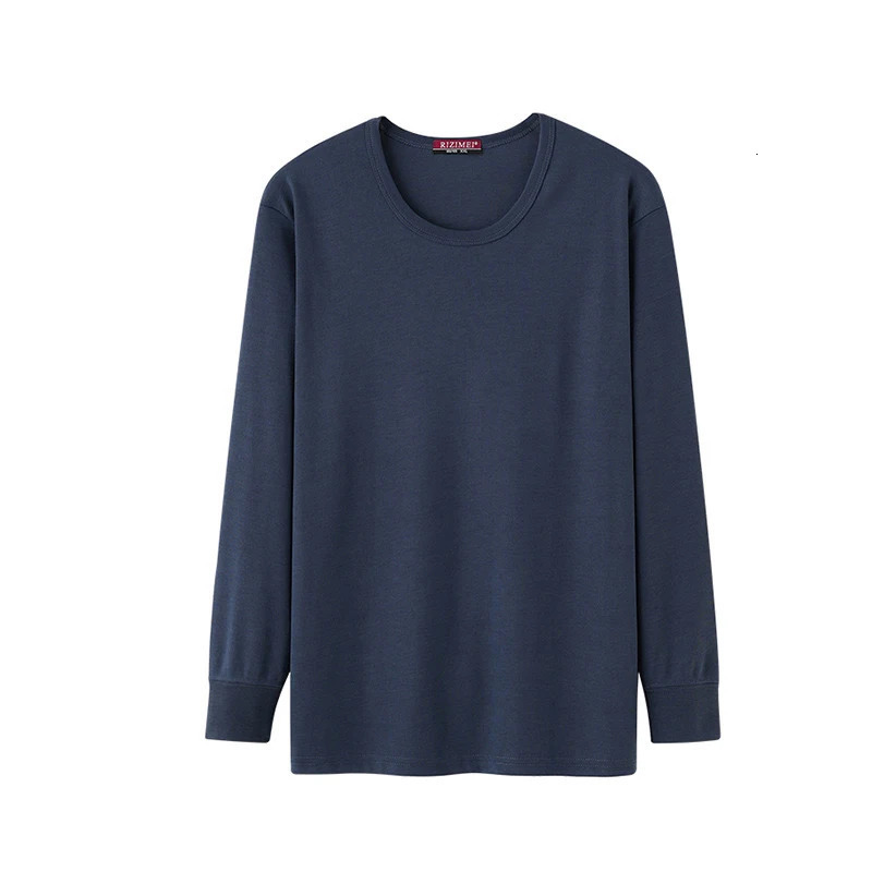 2pcs Mens Longsleeved Thermal Underwear Men Solid Cotton Tshirt Autumn Winter Man RoundNeck Autumn clothes Tops 251018