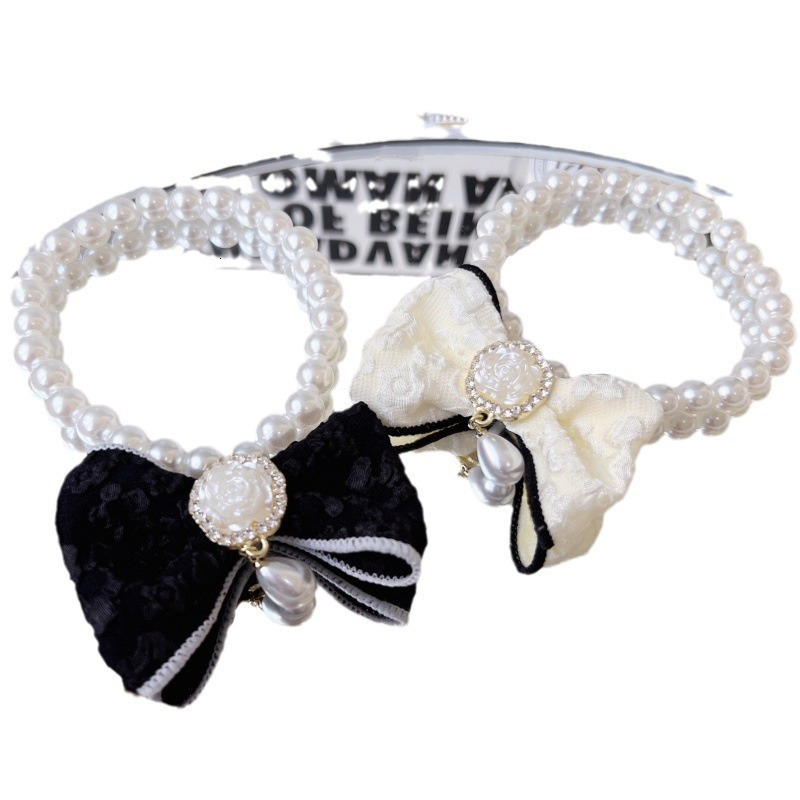 Bestseller Pet Dog Necklaces with Bowknot Pearl for Kitty & Puppy - High-Grade Cat Necklace Jewelry ddmytues-