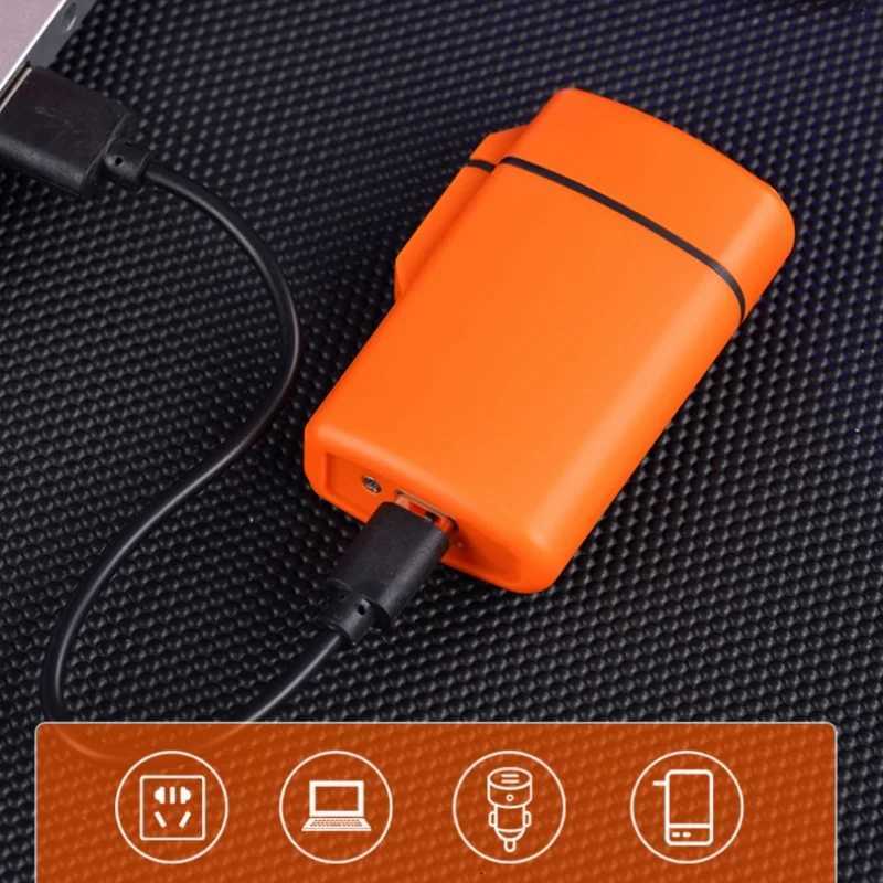 Mini Windproof Double Arc Pulse USB Lighter Silent Button Ignition Outdoor Waterproof Portable Electric Lighters Smoking Gadgets D251024