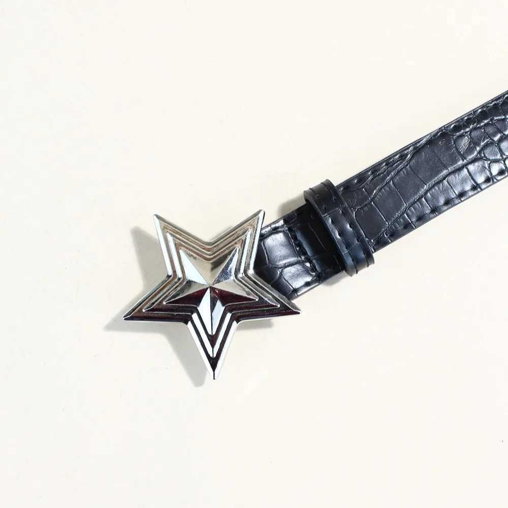 Crocodile pattern red belt for women American fivepointed star belt decorative belt with skirt casual pants LR2072 W251024