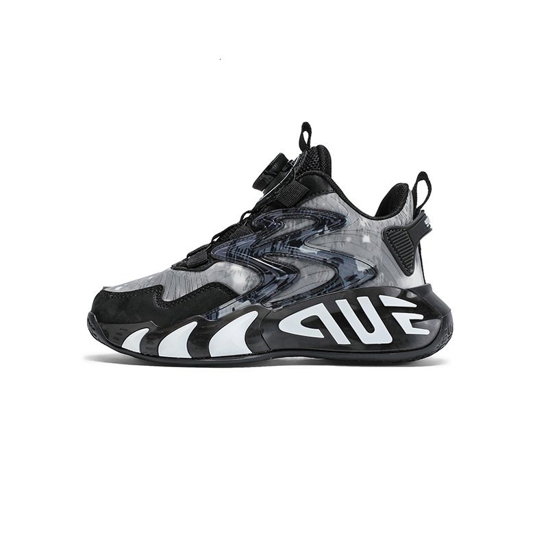 Boys' shoes, wear-resistant luminous shoes, anti slip fashionable trendy shoes, breathable leather basketball shoes, campus girls' casual ch