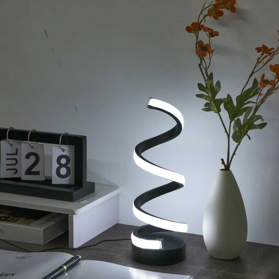 1PC Simple Spiral External Emitting Bright Desktop Desk Lamp USB Threecolor Lighting Suitable for Living Room and Bedroom D C251115