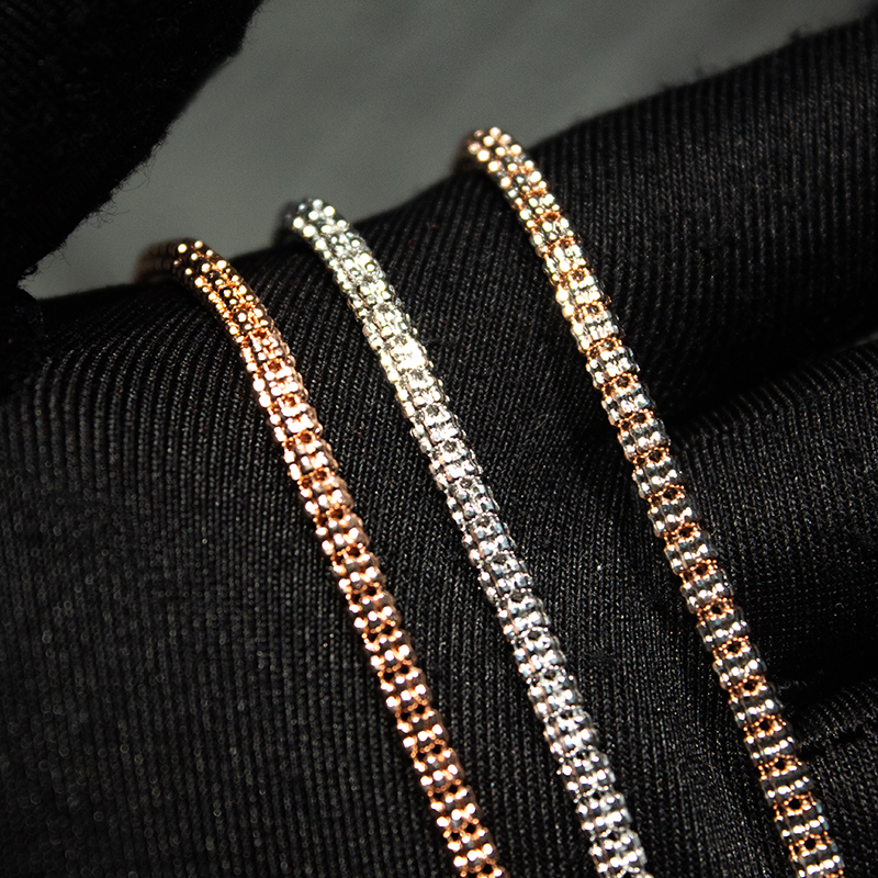 Hot Sale Ice Chain 925 Sterling Silver Diamond Cut Ice Moon Chain for Men Women