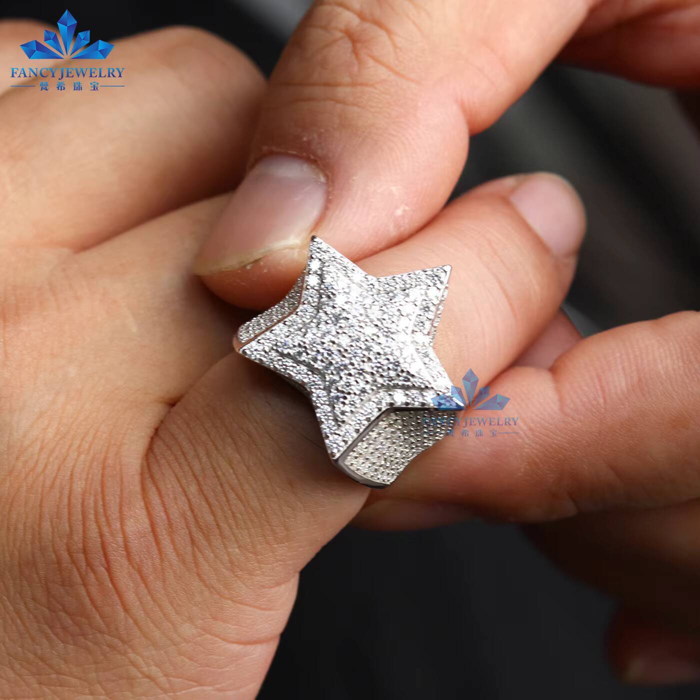 Trending Products 2025 Real Gold Plated Jewelry Moissanite Hiphop Ring Collection 925 Rings for Men Hip Hop Fine Jewelry