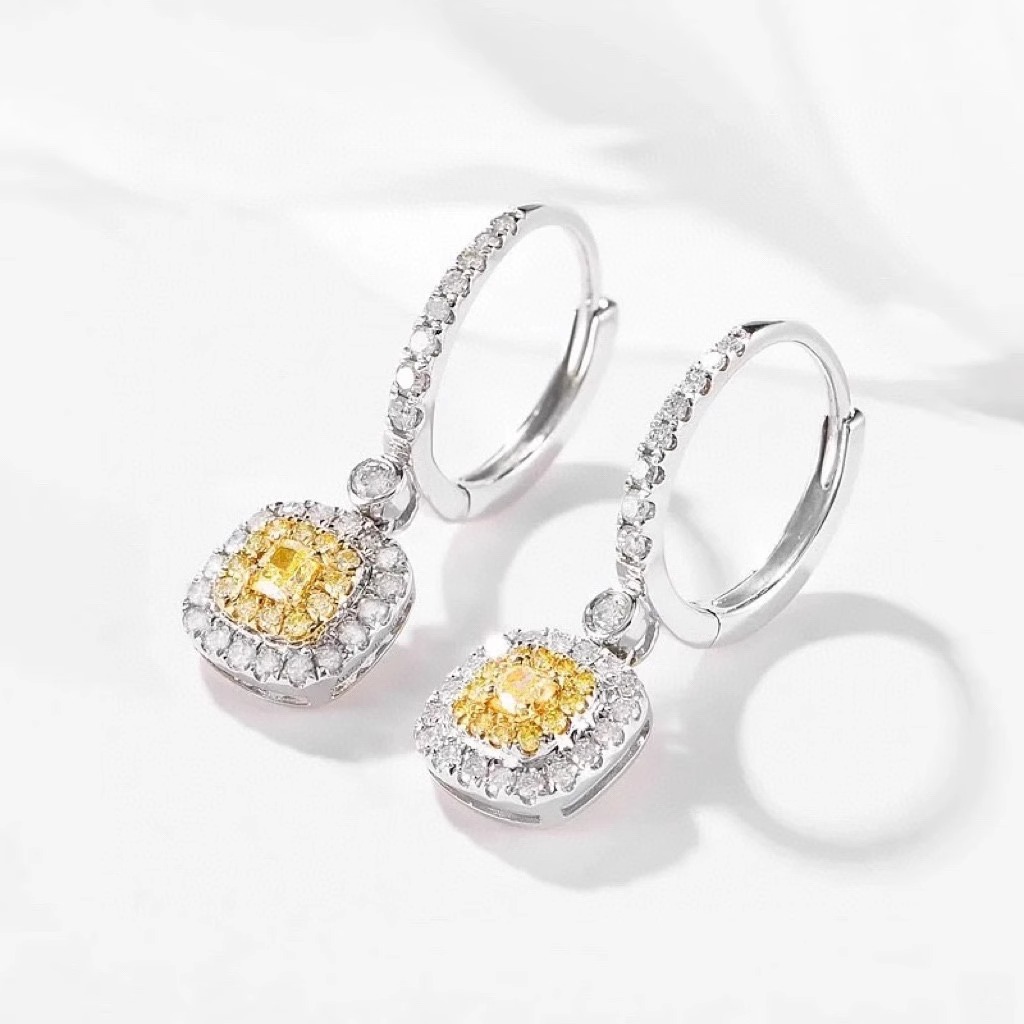 Choucong Brand Dangle Earrings Luxury Jewelry Real 100|% 925 Sterling Silver Cushion Shape Yellow Lab Moissanite Diamond Gemstones Party Women Wedding