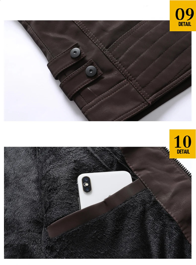 Casual Motorcycle Winter Men Leather Jacket Inner Fleece PU Coat Faux Jackets Mens Clothing Streetwear 251015