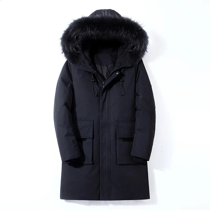 Winter Men Warm Windproof Thick Long Down Jacket Mens Fashion Hooded Fur Collar Waterproof Puffer Jacket High Quality Parka Male 251020
