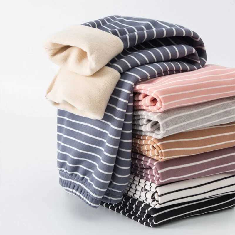Autumn Winter Kids Girls Pant Striped Warm Leggings Children Thicken Trousers Baby Girl Slim Plus Velvet Pants Girls ClothesT251024
