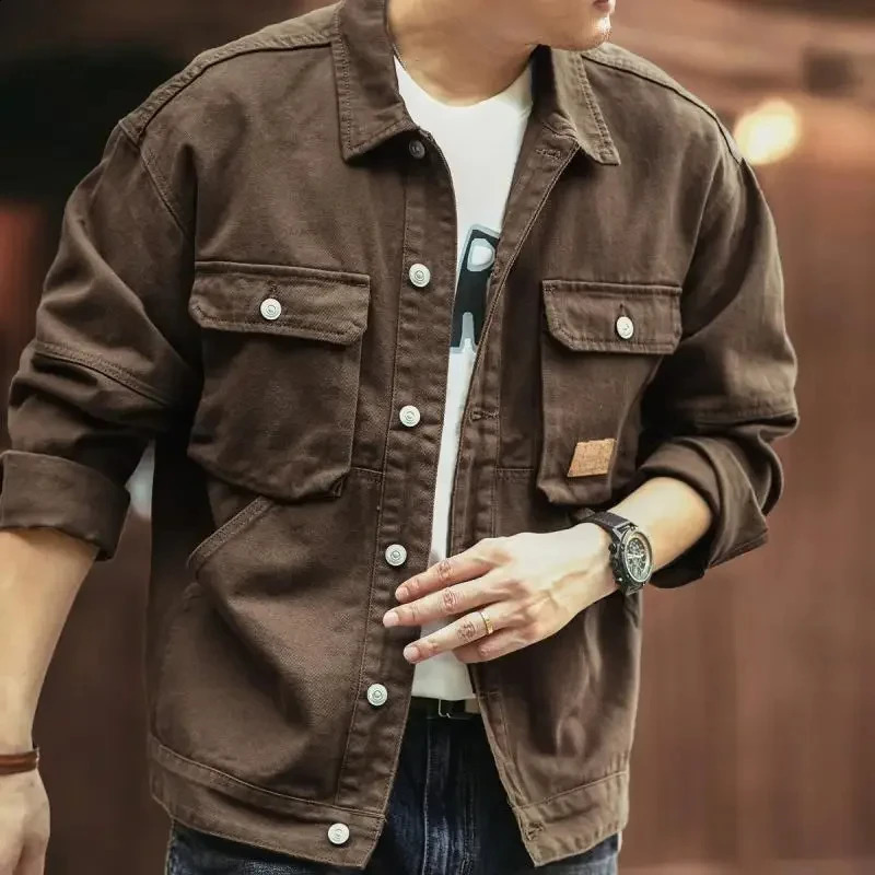 In Mens Denim Jacket Elatic Low Cost On Board Trendy Male Jean Coats Vintage Washed Fashion Fast 251017