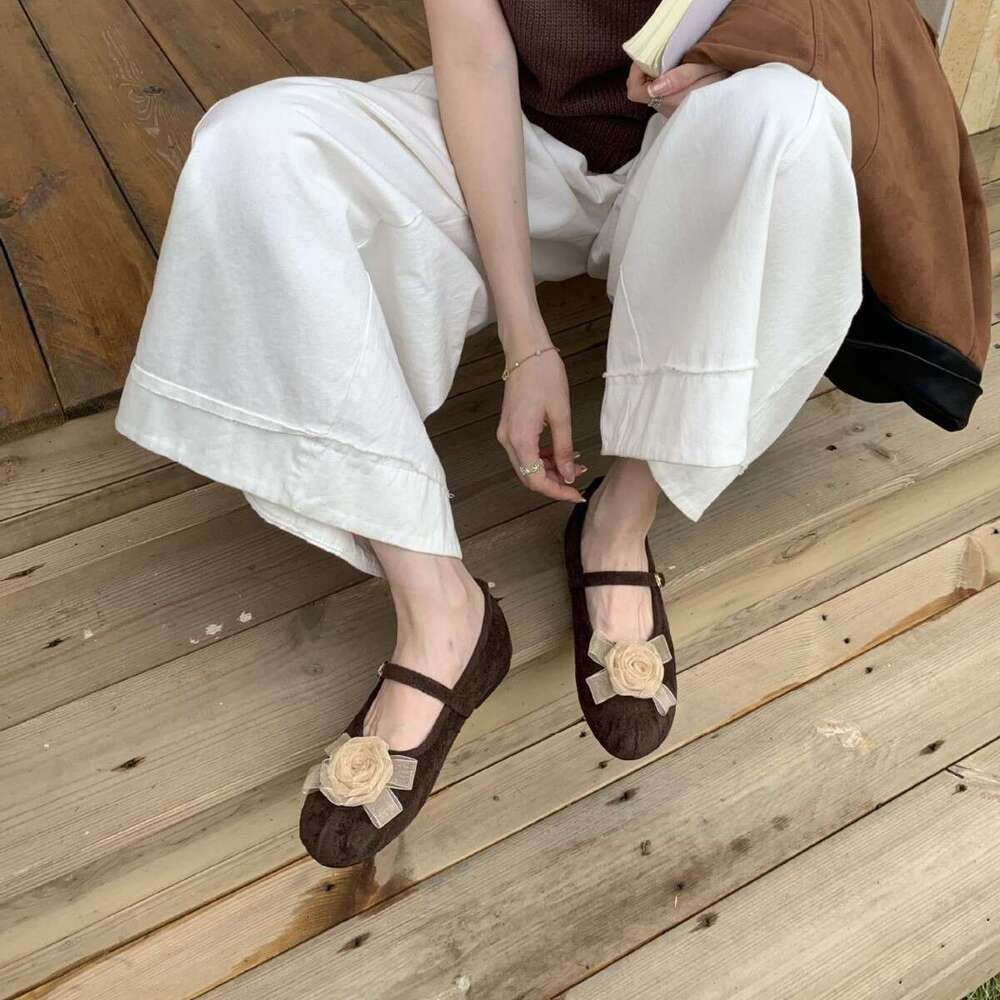 New Chinese Evening Style Height-Increasing Red Wedding Shoes One-Strap Mary Jane Designer Shoe Bow Ballet Flats for Women