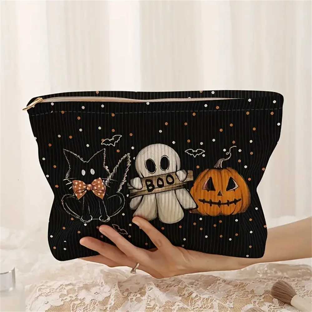 Cute Halloween Makeup Bag Ghost Pattern Cosmetic Pouch Small Zipper Toiletry Bag for Women Mini Travel Organizer Holiday GiftT251024