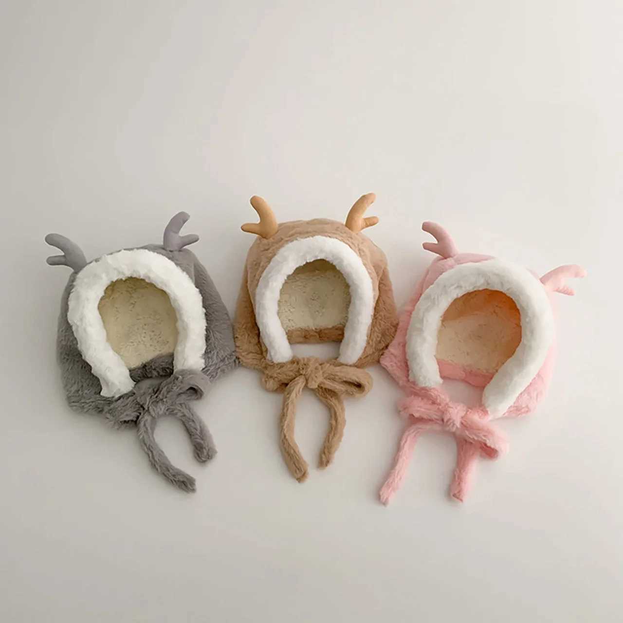 Cute Elk Baby Christmas Hat Winter Thick Faux Fur Beanie Cap for Toddler Boy Girl Outdoor Warm Plush Protection CapL251024