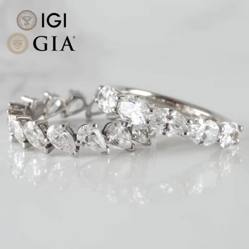 Igi Gia Certified Hpht Cvd Lab Grown Diamond 18k 14k Solid White Gold Ring Eternity Wedding Bands for Women Men 183 mm