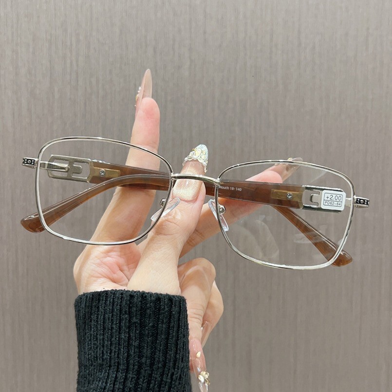 Metal Gold Frame Glasses Students, Suitable for Round Faces, Slimming Effect, Mesh Style, Can Be Paired with Prescription Lenses