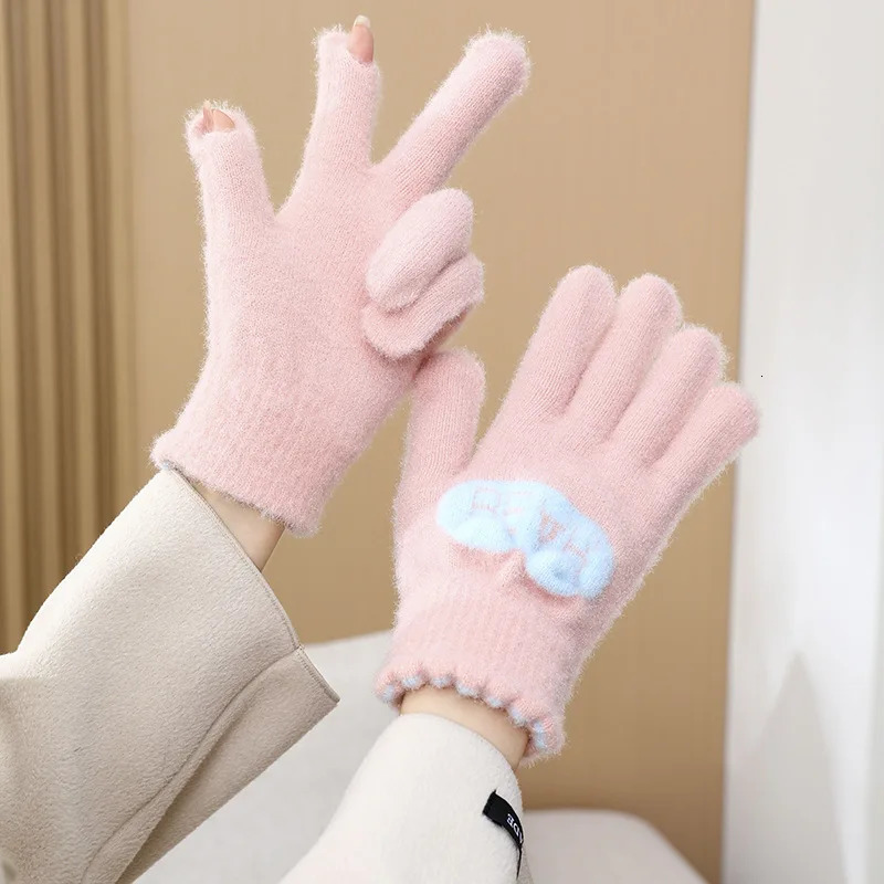 KayCrowne Cute Full Finger Gloves for Women Elegant Winter Warm Students Writing Acrylic Knitted Show Finger Glove Girls 251023