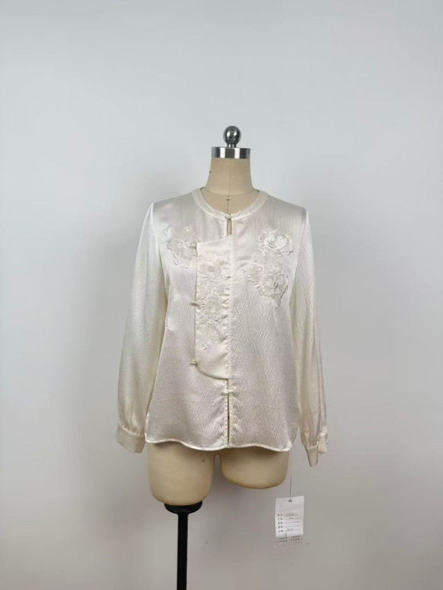 Simple, Sophisticated, Elegant, Light Luxury Pearl-Weave Silk Top JYS11182