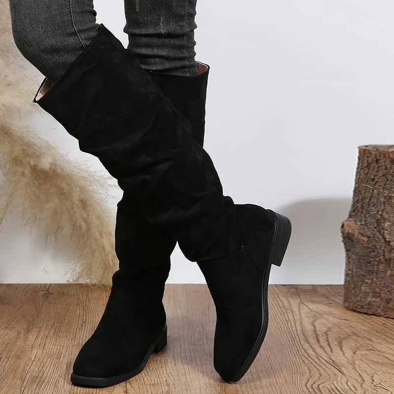 BCEBYL Autumn and Winter Fashion New Sexy Solid Color Warm Round Toe Thick Bottom Low Heel Comfortable Womens Boots Botas Mujer W251024