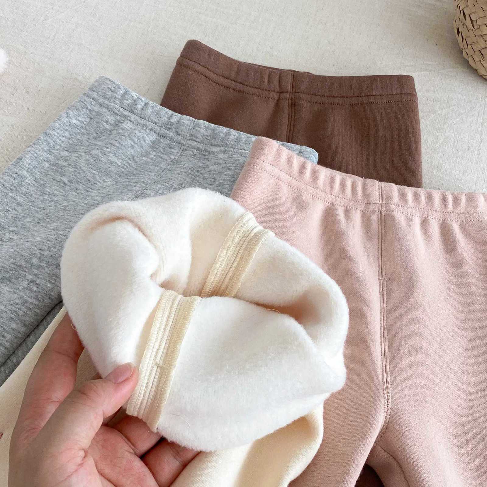 05Y Baby Girl 3D Ear Decor Thickened Pants 2025 Winter Kids Clothes Girls Fleece Lined Leggings Cute Warm New Bottoms PantsT251024