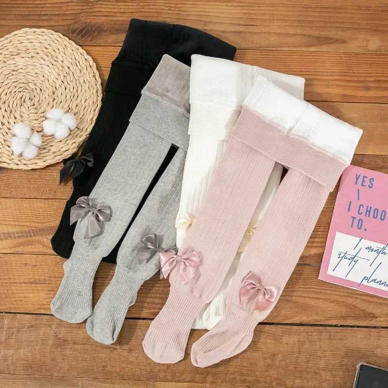 Winter Childrens Plush Thickened Pantyhose Baby Bow Cashmere Tights Warm Pantyhose for Kids Girls Pantys Toddler StockingT251024