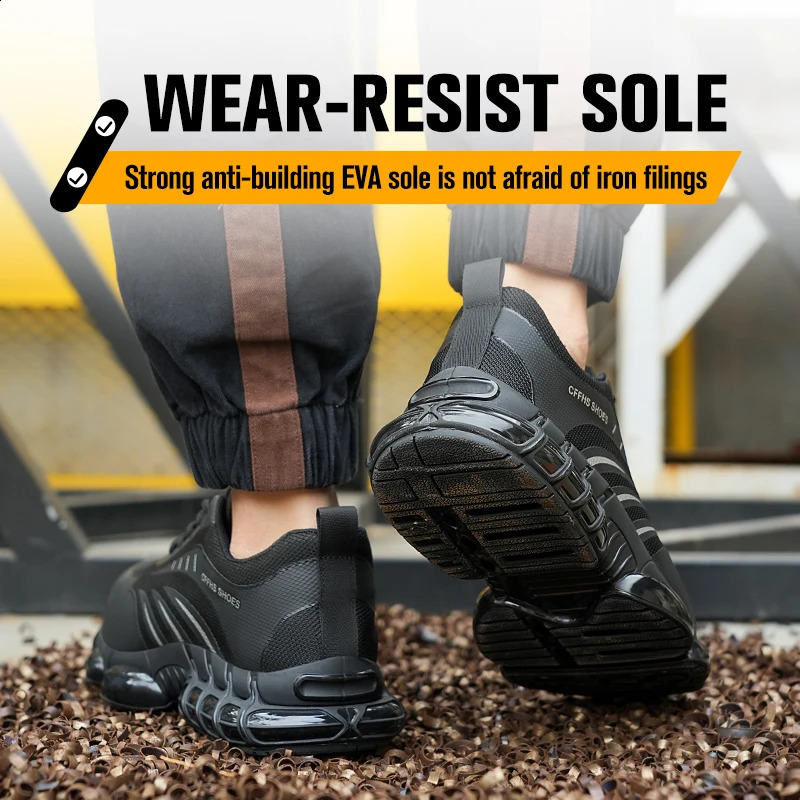 Breathable lightweight and comfortable antismash and antipuncture safety shoes 251023