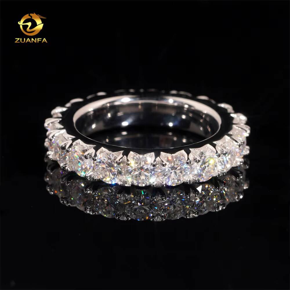 4mm Round Moissanite Wedding Band Ring 925 Silver Gold Plated Luxury Engagement Rings for Women