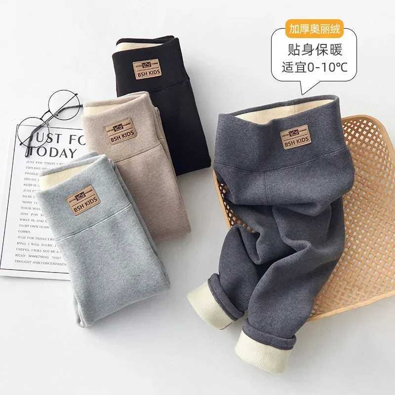 Winter Kids Fleecelined Cotton Pants Thickened Outerwear For Medium To Large Children Warm Integrated Velvet Trousers GirlsT251024