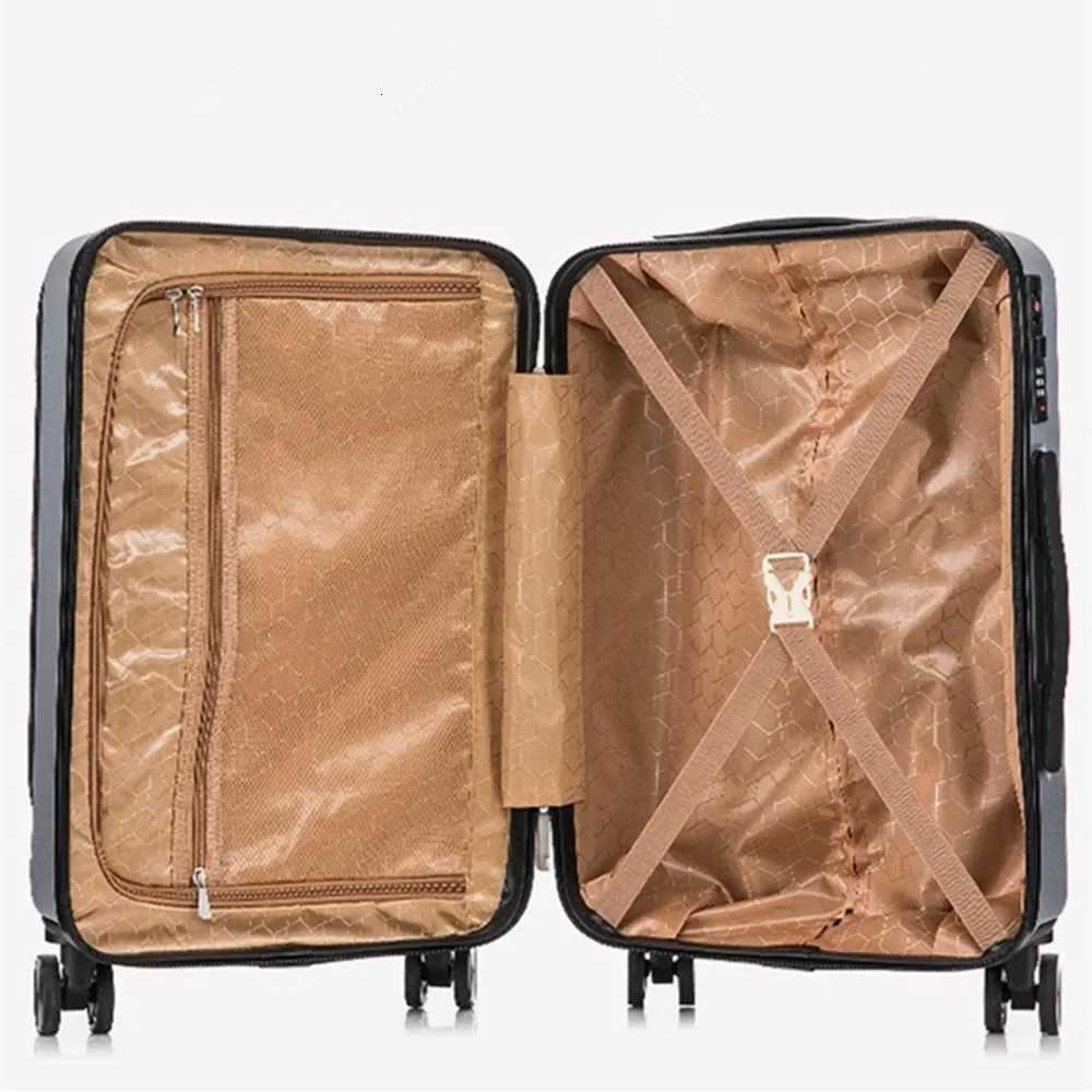 Suitcases Fashion Front Back Open Rolling Luggage Laptop Bag Sipnner 4 Wheels ABSPC Women Travel Men Cabin Carryon Trolley BoxW251024