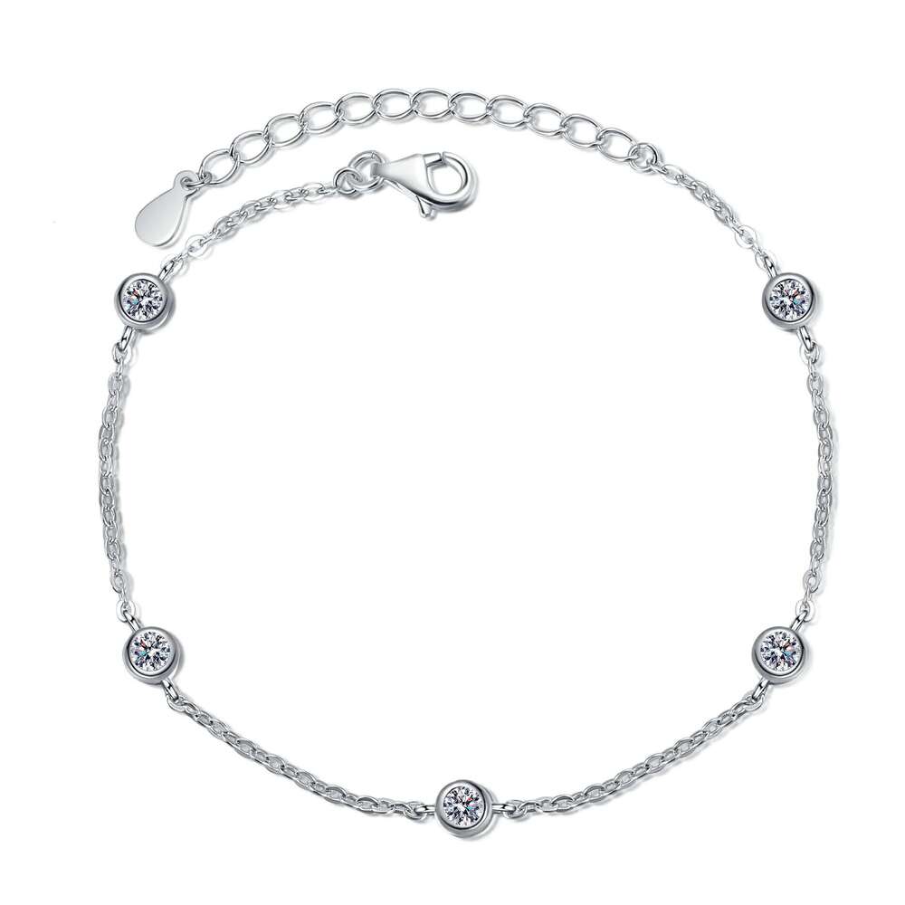 DHCollections-- Xindeyi Pure Sier Plated PT950 Bubble Moissanite Bangle Simple Light Small Bracelet for Women Versatile