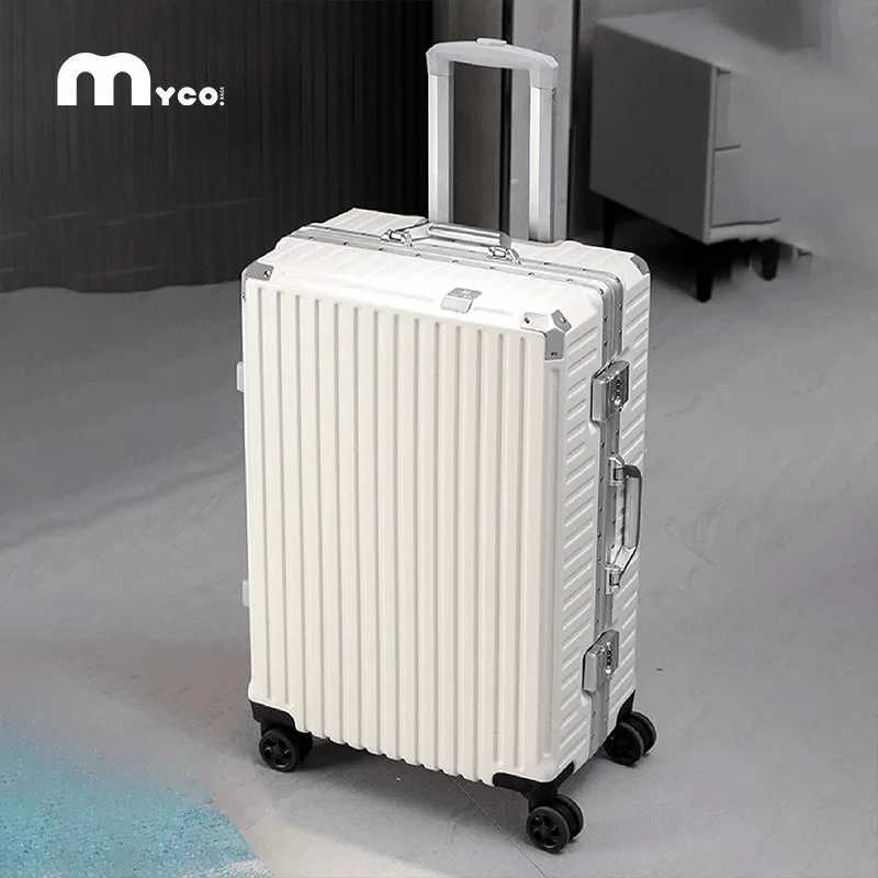 Trolley Luggage 20 24 26 28 Inch Aluminum Frame Rolling Luggage Case USB Travel Suitcase on Wheels Combination Lock CarryOn LuggageW251024