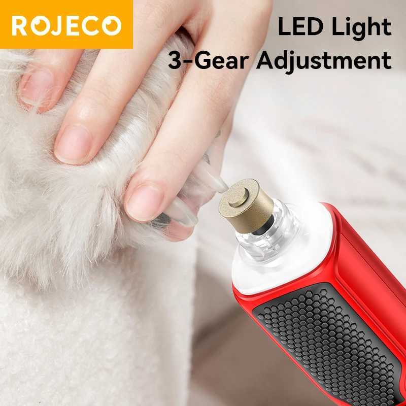 ROJECO Electric Pet Nail Grinder Dog Cat Rechargeable Nail Clippers LED Light Pet Claw Nail Grooming Trimmer Accessories Z20251024