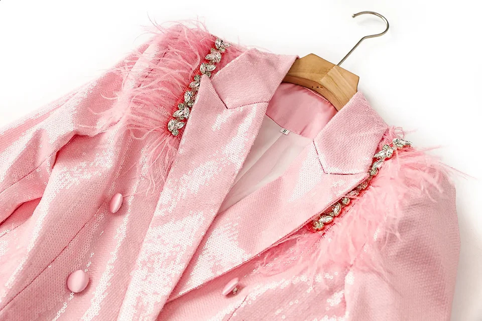 er Jacket Pink Sequin Suit Jacket Classy Party Decoration Festival Coat Outfit Women Blazer High Quality 251023