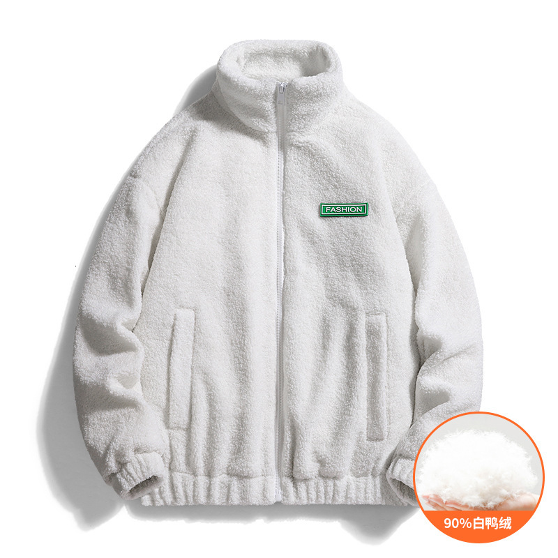 Stand Collar Zipper Winter New Down Jacket Trendy Men's White Duck Down 90 Down Fashion Punk Coat Simple Fleece Lined