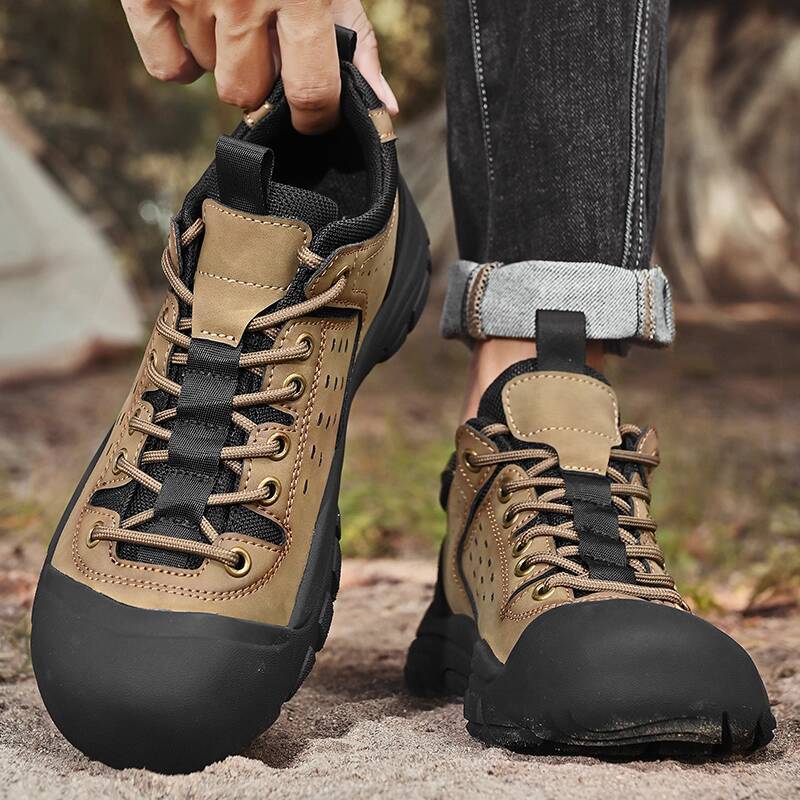 Paul Camel Men's Shoes Genuine Leather Outdoor Hiking Footwear Non-Slip Thick-Soled Shoes for Sports Casual Use & Trail Climbing Trekking