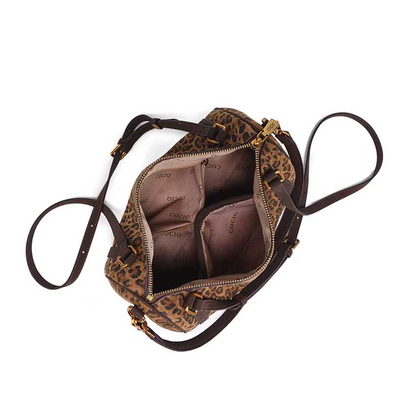 COCIO designer bag 2025 genuine leather new winter trendy and versatile boston bag large capacity fashionable casual shoulder bag for woman brown