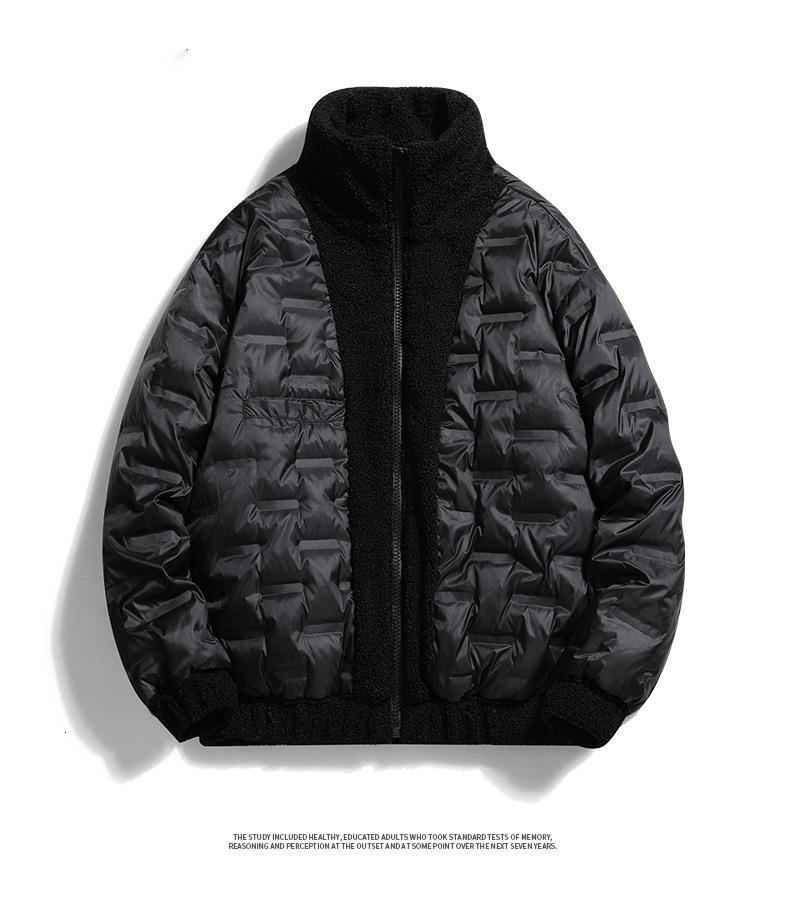 Stand Collar Zipper Winter New Down Jacket Trendy Men's White Duck Down 90 Down Fashion Punk Coat Simple Fleece Lined