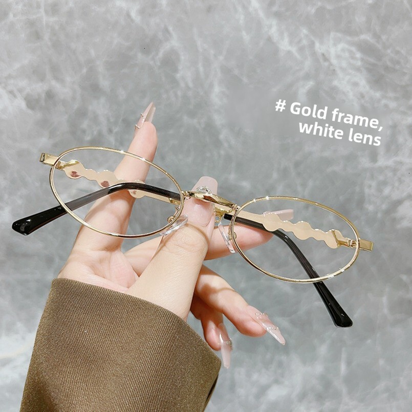 2025 New Metal Fashion Diamond Oval Small Frame Hip-Hop Style Sunglasses for Women